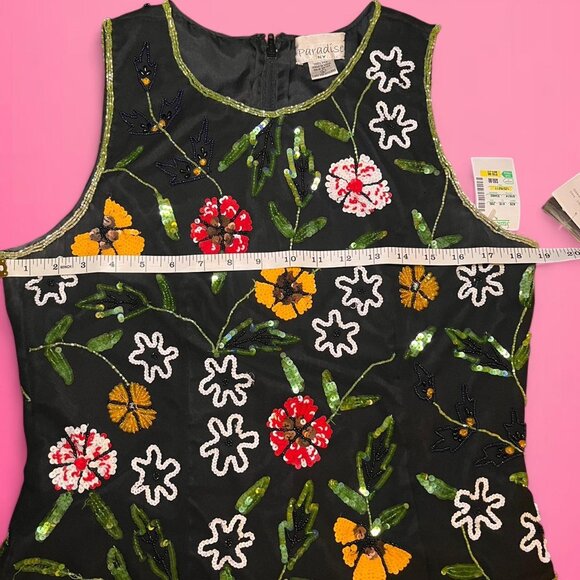 Vintage 90s y2k 100% silk sequin top Paradise NY - Picture 4 of 6